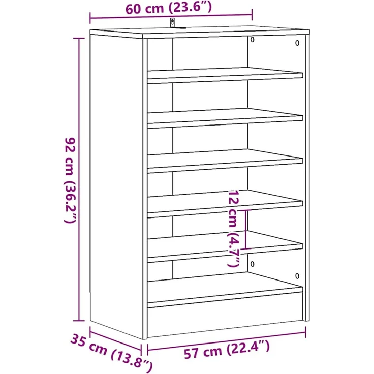 vidaXL Schuhschrank Altholz-Optik 60x35x92 cm Holzwerkstoff 856702 – Bild 8