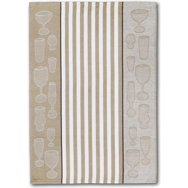 Dyckhoff Geschirrtuch Gläser / Halbleinen, (Set, 5-tlg), mit Gläser & Streifen Motiv, Maße je Tuch ca. 50x70 cm – Bild 4
