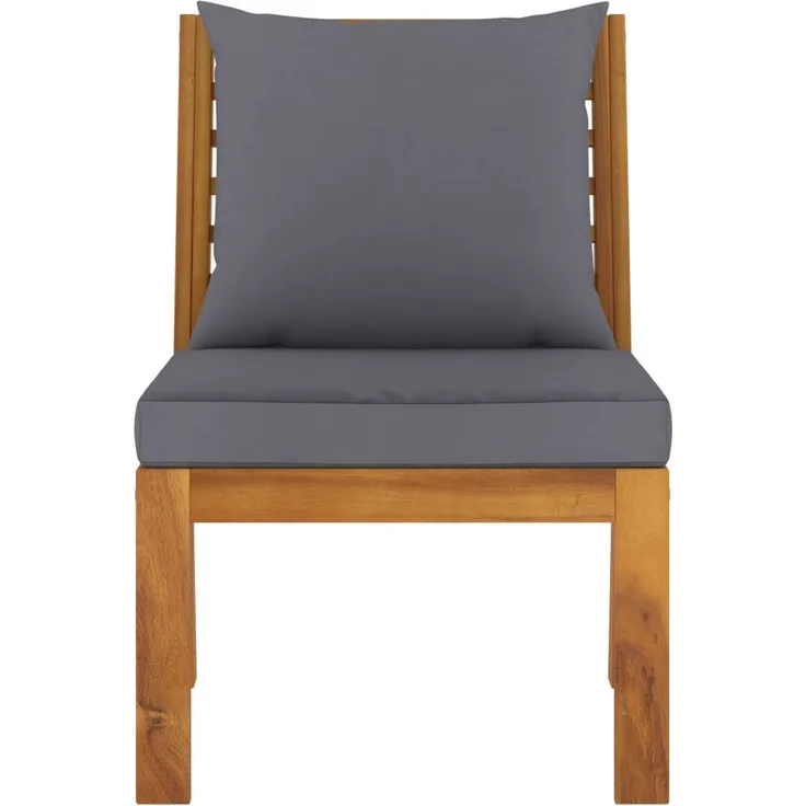vidaXL Modular-Mittelsofa mit Dunkelgrauen Kissen Akazie Massivholz 311843
