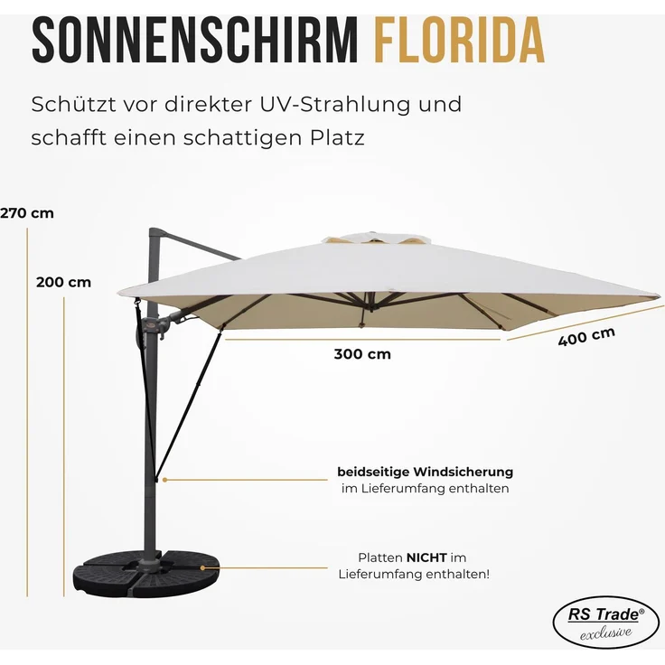 Sonnenschirm sandhell 3 x 4 Meter – Bild 3