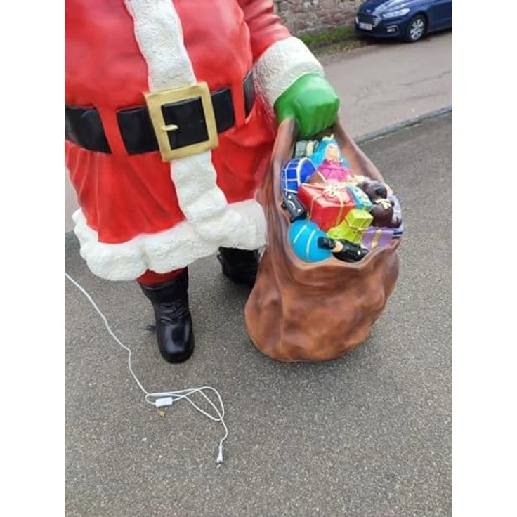 XXL Premium Weihnachtsmann lebensgross 185cm +Sack+Lampe Santa Garten Deko Figur – Bild 4