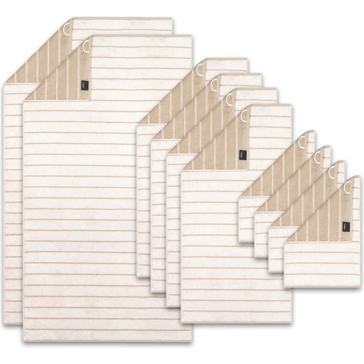 CAWÖ Handtuch Set, 10-tlg. - C Balance, 2x Duschtuch, 4x Handtuch, 4x Gästetuch Natur
