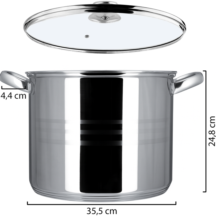 KADAX Stahltopf mit Deckel, Induktion, 34 cm, 21 L – Bild 3