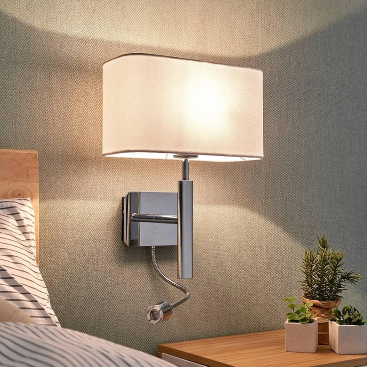 Lucande Wandleuchte Jettka, 1 x 60 W E27 (exkl) + 1 x 1 W LED (inkl) – Bild 3