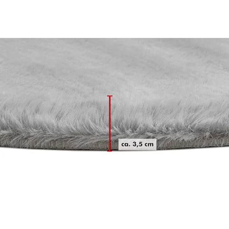 andiamo Kunstfell Novara Teppich Schlafzimmer - Flauschiger Teppich zur Verwendung als Bettvorleger Schlafzimmer - gemütlicher Fellteppich Lammfell Imitat 80 cm rund Grau – Bild 4