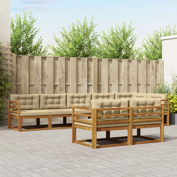 vidaXL Outdoor-Sofagarnitur 8 stk. 8-Sitzer Natur und Beige 3367741 – Bild 1