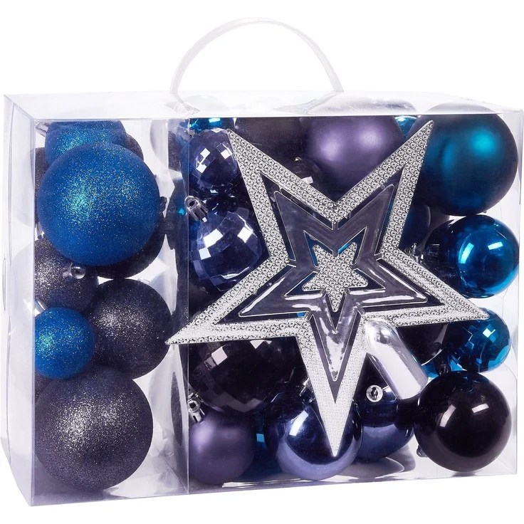 BRUBAKER Weihnachtsbaumkugel 50-teiliges Weihnachtskugel-Set mit Baumspitze, Christbaumschmuck aus Kunststoff, Weihnachtsdekoration edel und robust – Bild 5