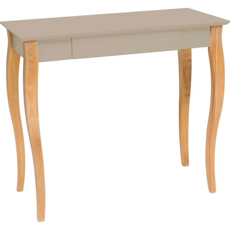 Ragaba Schreibtisch mit Schublade, MDF & Massives Buchenholz, 85x40 cm, Braun Beige – Bild 1