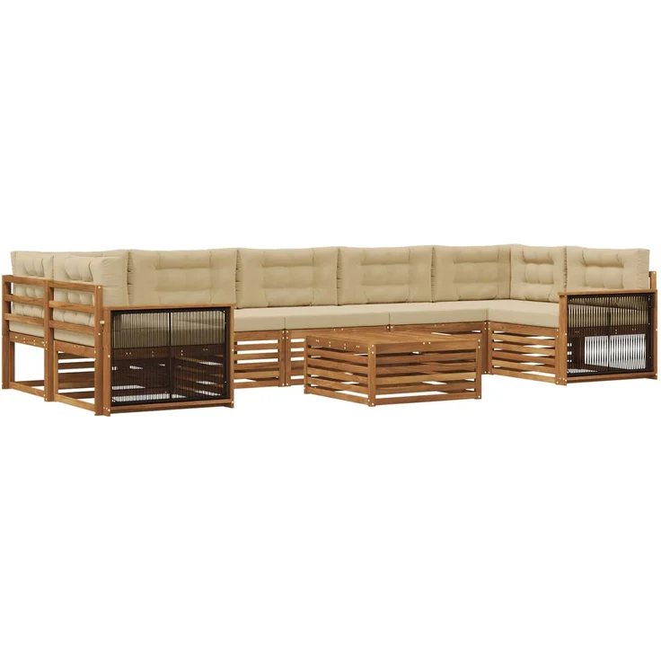 vidaXL Outdoor-Sofagarnitur 8 stk. 7-Sitzer Natur und Beige 3383146 – Bild 2