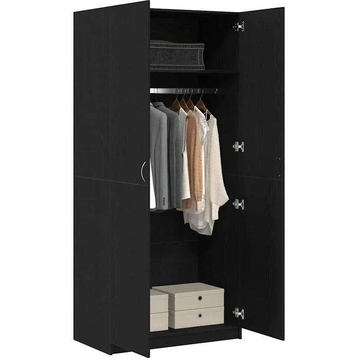vidaXL Kleiderschrank mit Tür Schwarz Eichen-Optik 90 x 52 x 200 cm 862436 – Bild 2