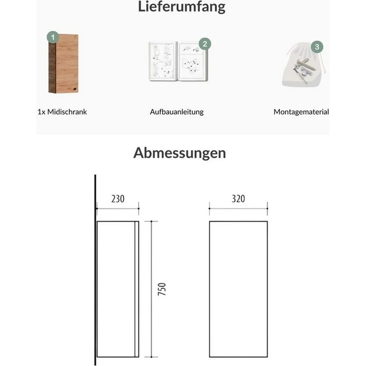 Planetmöbel Midischrank Midischrank 32cm (Gold Eiche) – Bild 3