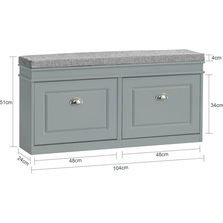 SoBuy FSR64-HG Schuhbank, MDF, Lackiert, Grau, 104 x 51 x 24 cm – Bild 3