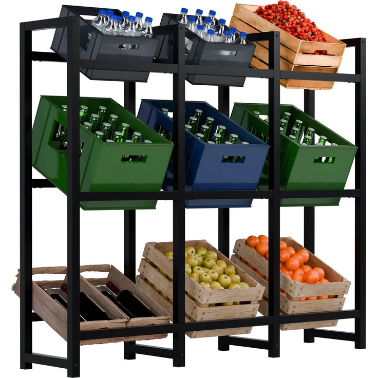 CLP Getränkekistenständer Stack aus Metall freistehend robust stabil,schwarz 116x135x31 cm – Bild 1