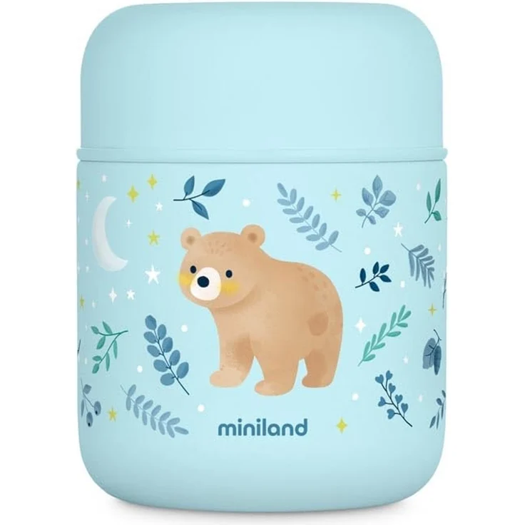 Miniland Thermy Speisebehälter für Kinder 280 ml aus Edelstahl, Doppelwandige Isolierung, Auslaufsicher | Bear Dreamland
