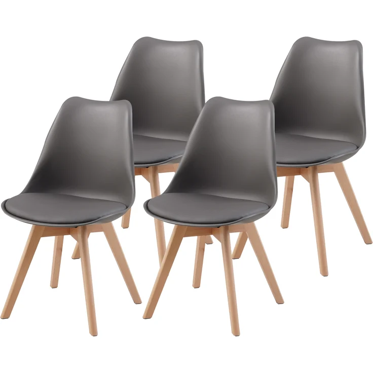 Albatros Esszimmerstühle 4er Set AARHUS, Grau - Beine aus Buche Massiv-Holz, Skandinavisches Retro-Design, bequemer Schalenstuhl - Eleganter Küchenstuhl, Stuhl Esszimmer für Esstisch – Bild 1