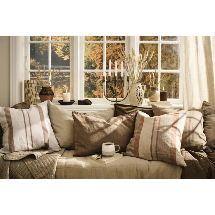 Ib Laursen - Kissenbezug Kissenhülle 50x50cm Beige Braun Rost Gestreift 6249-00 – Bild 5