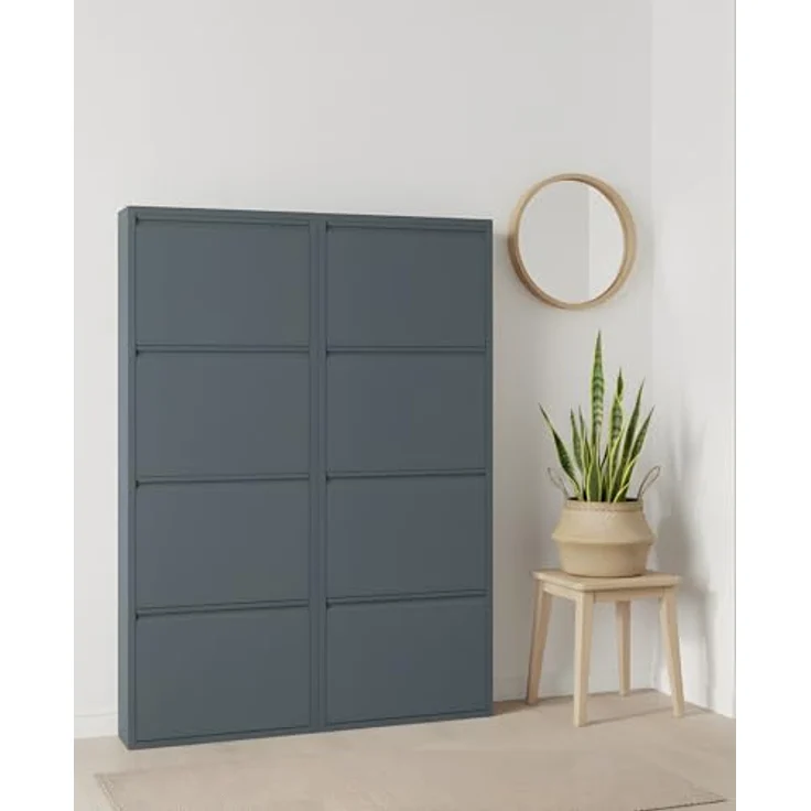 ebuy24 Pisa Schuhkipper, Metall grau, 8 Klappen, 100x140x16 cm, Garderobe, Schuhaufbewahrung – Bild 2
