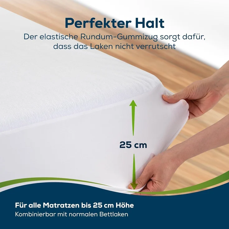 Sensalou Spannbettlaken Inkontinenz Spannbettlaken wasserdicht - Spannbetttuch weiß Höhe 25 cm, (2 Stück), waschbar – Bild 5
