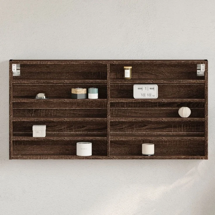 vidaXL Vitrinenschrank Braun Eichen-Optik 100x8,5x50 cm Holzwerkstoff 847953 – Bild 1