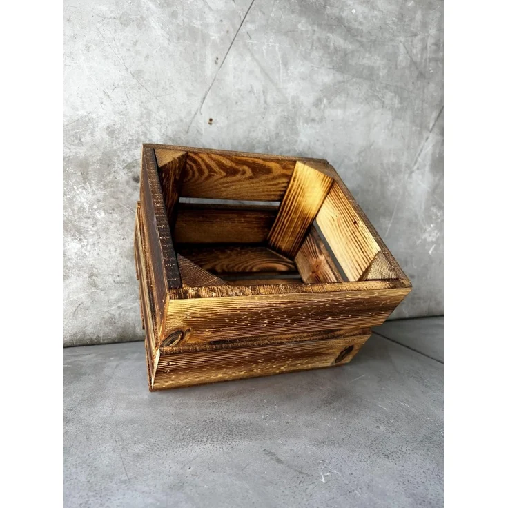 Obstkiste Holzkiste Weinkiste Box Dekokiste Kisten 22x20,5x15cm 3x Geflammt – Bild 4