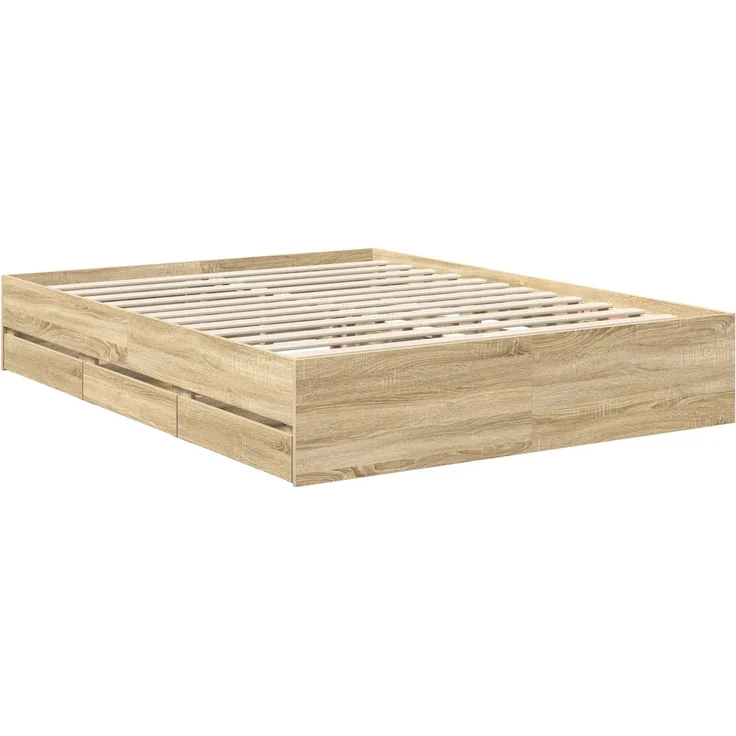 vidaXL Bettrahmen Sonoma-Eiche 150 x 200 cm Ingenieurs Holz 3411824 – Bild 6