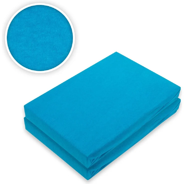 Jersey Spannbettlaken Doppelpack 180 - 200 x 200 cm Türkis – Bild 2
