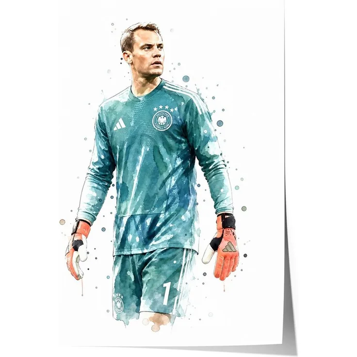 JUSTGOODMOOD Poster Deutschland Fussball Geschenkidee Aquarell Sport Wandbild Deko Print o, (1 St)