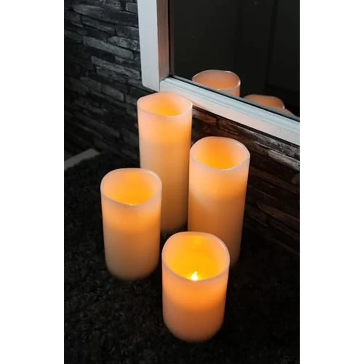 LED Echtwachskerze -Big', Batterie und Timer, flackernd, creme, 15cm – Bild 4