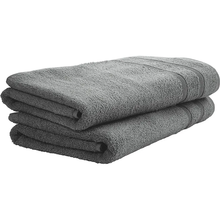 Uncover by Schiesser Duschtuchset Brooklyn - 2-teilig - 70 x 140 cm - Dunkelgrau