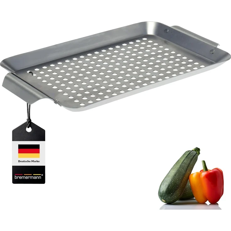 bremermann Grillplatte Grillplatte 32 x 1,5 x 18,5 cm Edelstahl Grillkorb Grillpfanne (1-St)