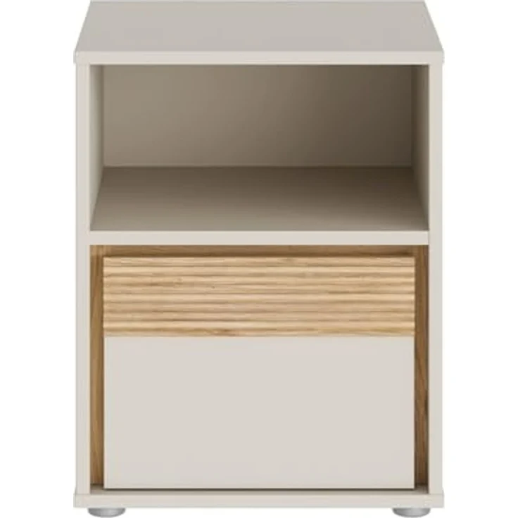 Forte WEXLIN Nachttisch 40 45, Moderne Nachtkommode mit Schublade und Regalfach, Kinder- und Jugendzimmer, Kaschmir|Beige|Mauvella Eiche Holzdekor, 41,3 cm breit x 52,1 cm hoch x 42 cm tief – Bild 3