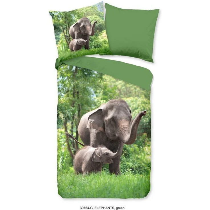 Good Morning Kinder Bettwäsche 135x200 Elephants Elefanten Wende grün 30754 – Bild 4