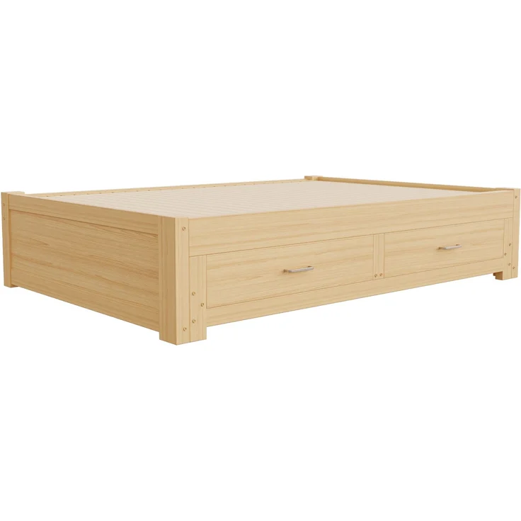 ZUBALIYA Tagesbett 90/180 × 190 cm, Holz, Ausziehbett, Schubladen, Lattenrost, Naturholz – Bild 19