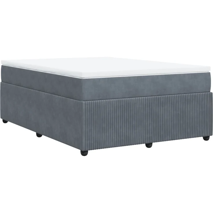 vidaXL Boxspringbett mit Matratze Dunkelgrau 140x200 cm Samt 3285645 – Bild 9