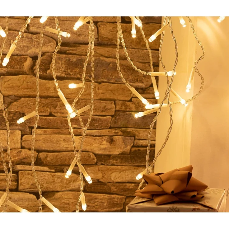 Idena LED Lichter-Kette Eiszapfen mit 400 LED in Warmweiß, mit 8 Stunden Timer Funktion und Transformator, ca. 10,27 m lang, Dekoration von Garten, Balkon, Terrasse und zu Weihnachten – Bild 4