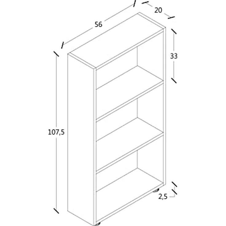 MID.YOU Regal Honigeiche, 2 Fächer, Holzwerkstoff, stehend, 56x108x20 cm, verschiedene Größen und Holzdekore erhältlich – Bild 4