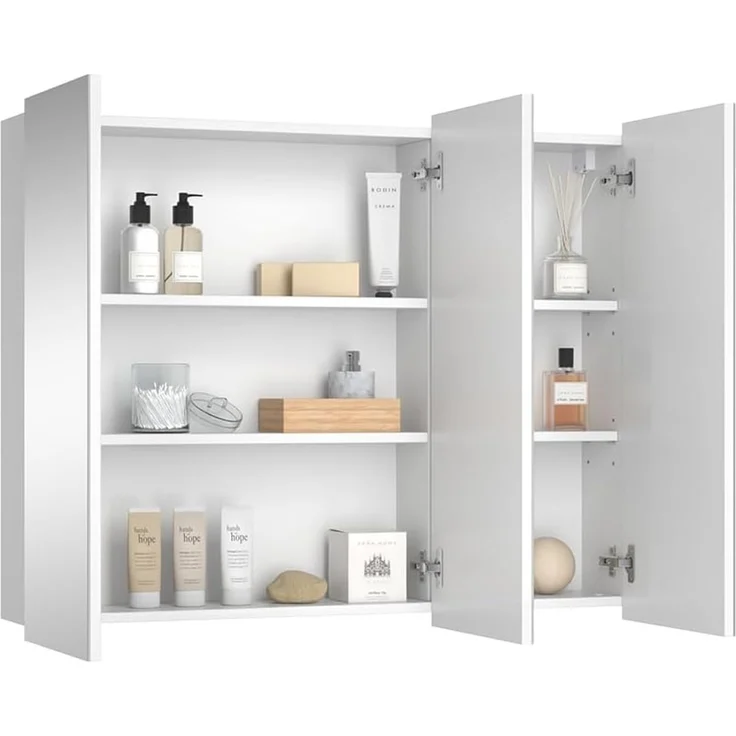 Badspiegelschrank Sola Weiß 100 x 79.8 cm mit 3 Türen Vicco – Bild 7