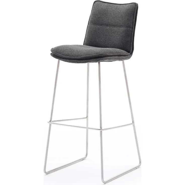 2er Set Barhocker Hampton - Anthrazit / Edelstahl