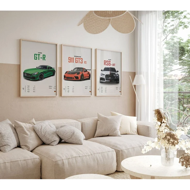JUSTGOODMOOD Poster Sportwagen PORSCHE 911 AUD Rs MERCEDES Amg Gtr Super Sport Auto Gesche, MERCEDES AMG GT-R (1 St) – Bild 2