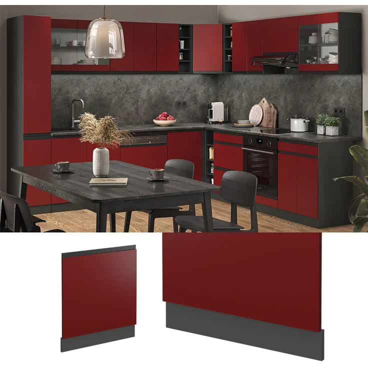 Geschirrspülblende R-Line Rot 60 cm J-Shape ohne Arbeitsplatte Vicco – Bild 2