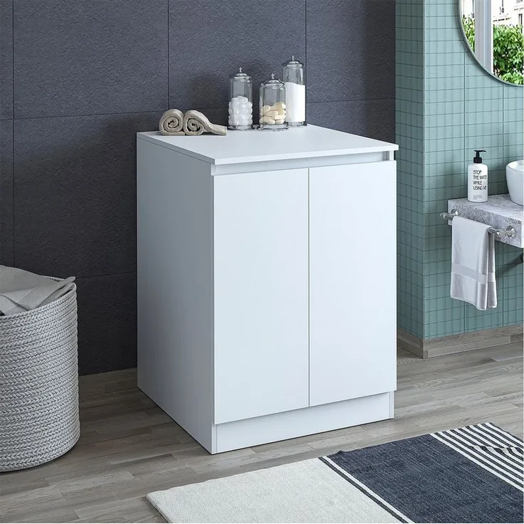 Roomart Waschmaschinenumbauschrank ATLANTIC-V, 70 cm, mit Oberschrank, in Weiß (Waschmaschinenschrank Badregal Badschrank) Wandbefestigung, Rückwand, kompaktes Design, 191 cm hoch, 70 cm breit