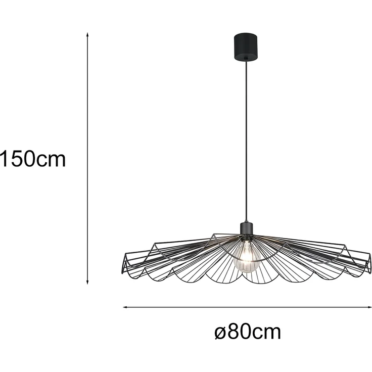 Große Pendelleuchte MARGARITA mit gefächertem Metall Gitterschirm Ø 80cm – Bild 4