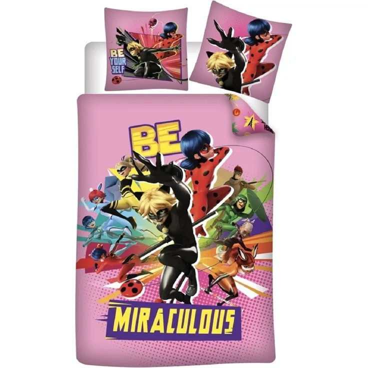 Miraculous Ladybug Bettwäsche-Set 140x200 cm – Bettbezug und Kissenbezug aus Microfaser