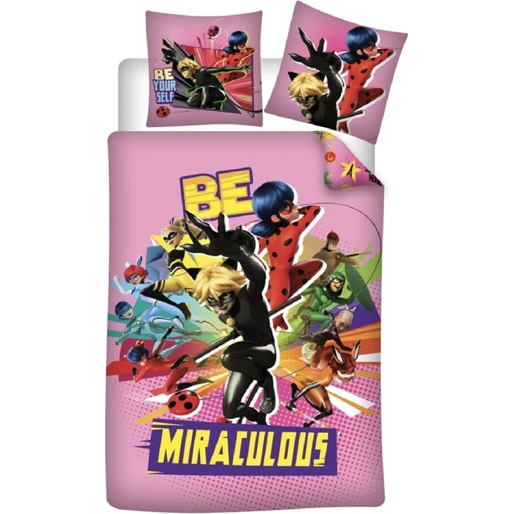 Miraculous Ladybug Bettwäsche-Set 140x200 cm – Bettbezug und Kissenbezug aus Microfaser
