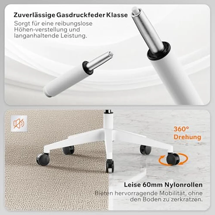 SENSE7 Gaming Stuhl Bürostuhl Ergonomisch Schreibtischstuhl Office Chair Chefsessel Drehstuhl Schreibtischsessel Verstellbar für Home Office Gamer PC bis 150kg Computerstuhl Bürosessel - Noxo Grau – Bild 7