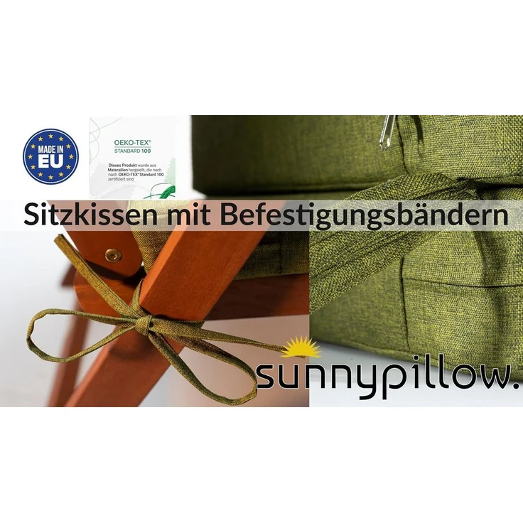 sunnypillow Stuhlkissen 2er Set Stuhlkissen Rund Ø 40 cm mit Bändern "HAVANA" – Bild 2