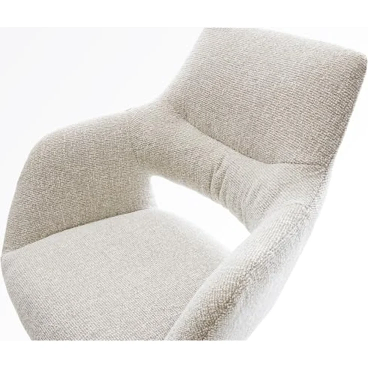 Barstuhl Yago-Flex Webstoff Soft Beige Drehfuß höhenverstellbar Edelstahl Silberfarben Taschenfederkern – Bild 5