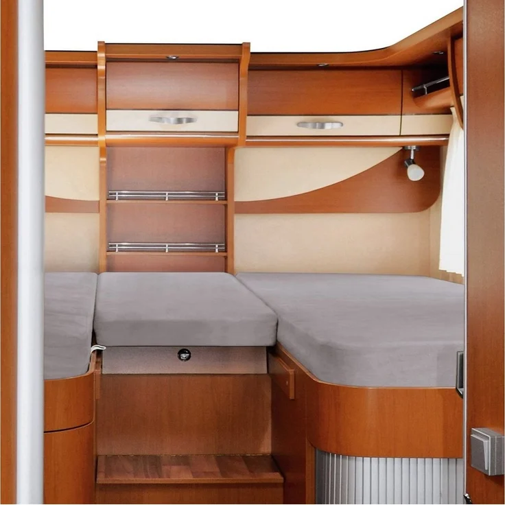 Erwin Müller Spannbettlaken Spannbettlaken 3er-Set für Wohnmobil/Wohnwagen Heckbett, Jersey, Gummizug: Rundumgummi, (1 Stück), Multi-Stretch-Jersey Uni – Bild 5