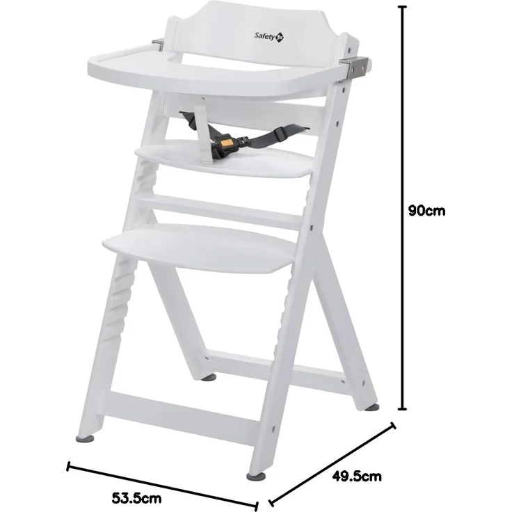 Safety 1st 'Timba' Treppenhochstuhl, weiß, 4-fach höhenverstellbar, mit Sicherheitsbügel, Gurt und Essbrett, Buche massiv – Bild 7