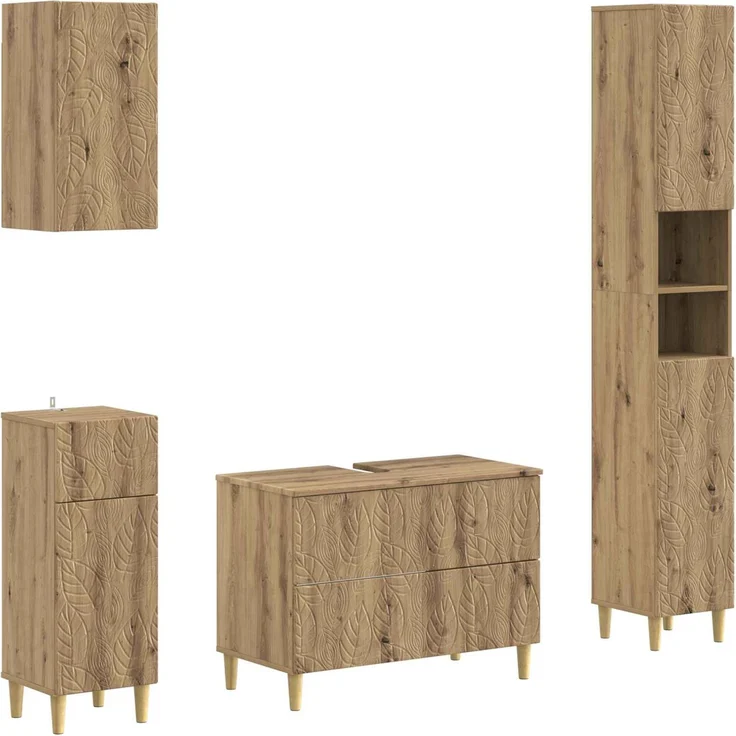 vidaXL 4-teiliges Badezimmer-Schrank-Set DELFT Artisan-Eiche 3417953 – Bild 2